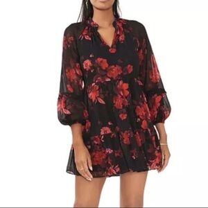 Whimsigoth Red and Black Floral Goth Dress Grunge Alt Emo